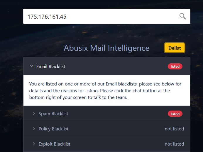 Cara delist IP dari blok RBL  Abusix Mail Intelligence Blacklist