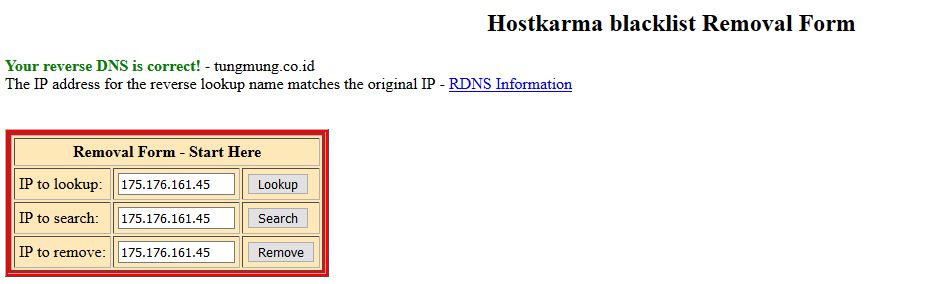 Cara delist IP dari blok RBL Hostkarma Black