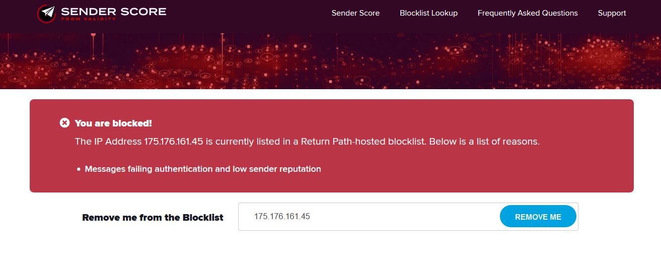 Cara delist IP dari blok Sender Score Reputation Network