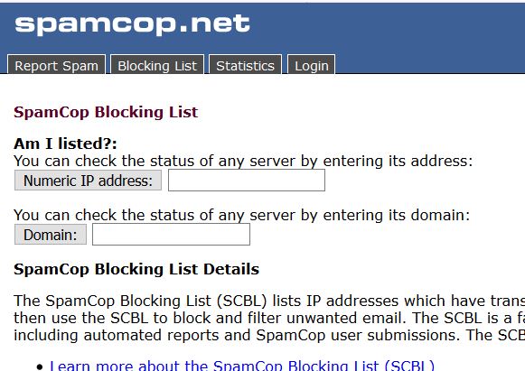 Cara delist IP dari blok RBL SPAMCOP
