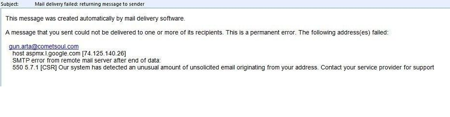 Solusi untuk: our system has detected an unusual amount of unsolicited email originating from your address