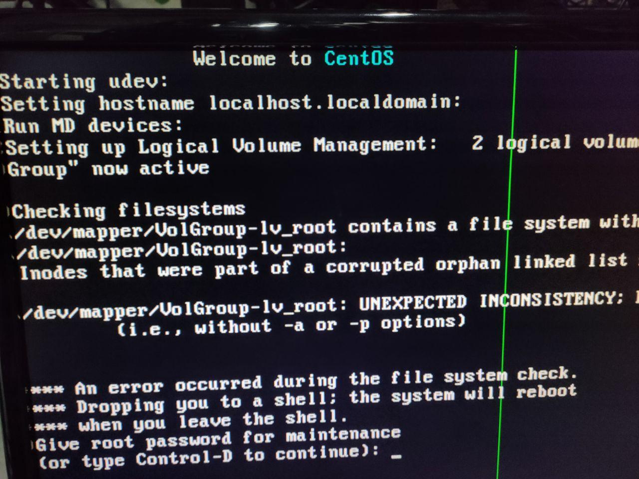 Solusi ” An error occurred during the file system check pada centos raid 0 “