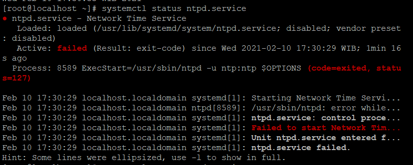 Ntpd error while loading shared libraries pada centos 7